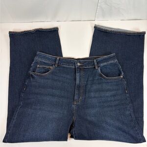 Well Worn Wide Leg Jeans Women’s 14 High Rise Dark Wash 31.5” Inseam